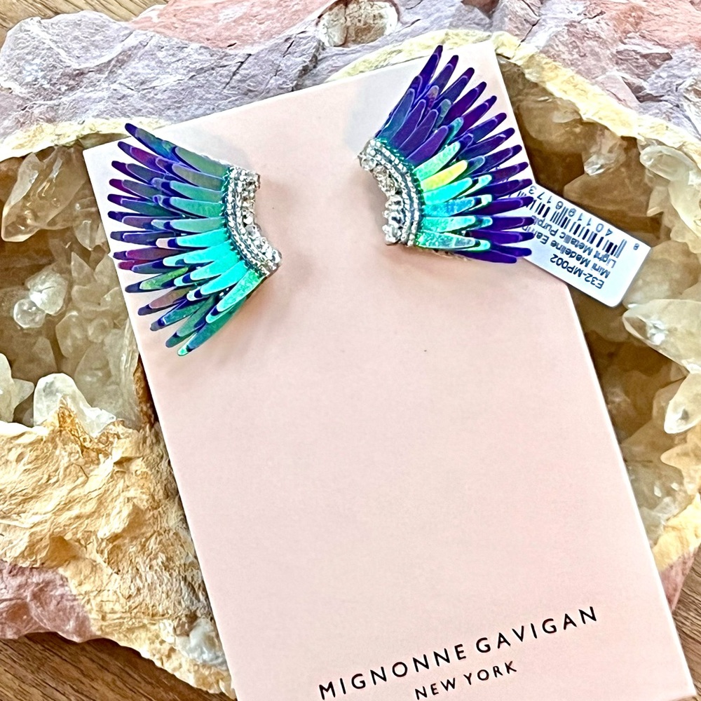 NWT Mignonne Gavigan Mini Madeline Earrings Light Metallic Purple - Picture 11 of 15